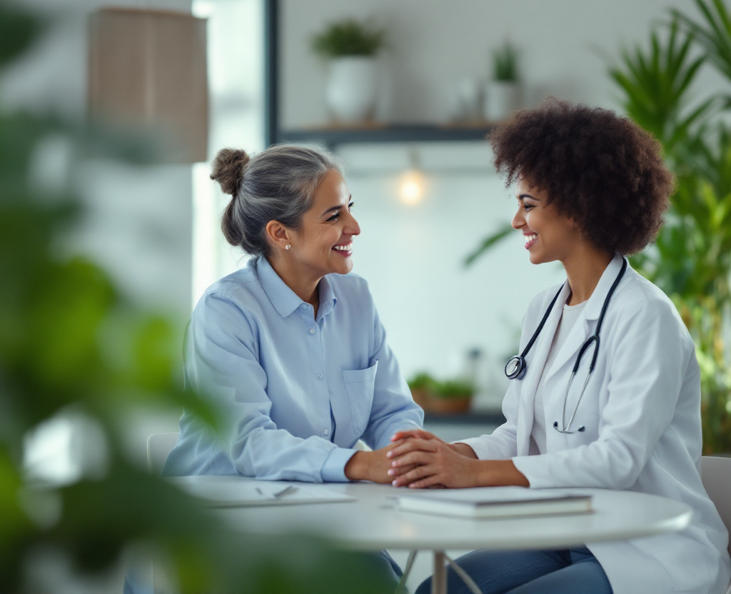 Profissional de saúde atendendo paciente com empatia em consultório humanizado no Rio de Janeiro